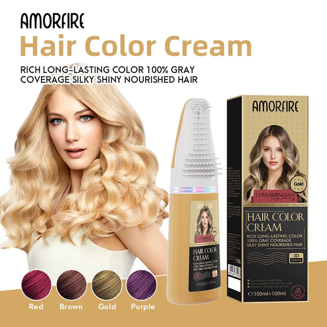 Permanent Hair Color Dye Shampoo with Comb Pump