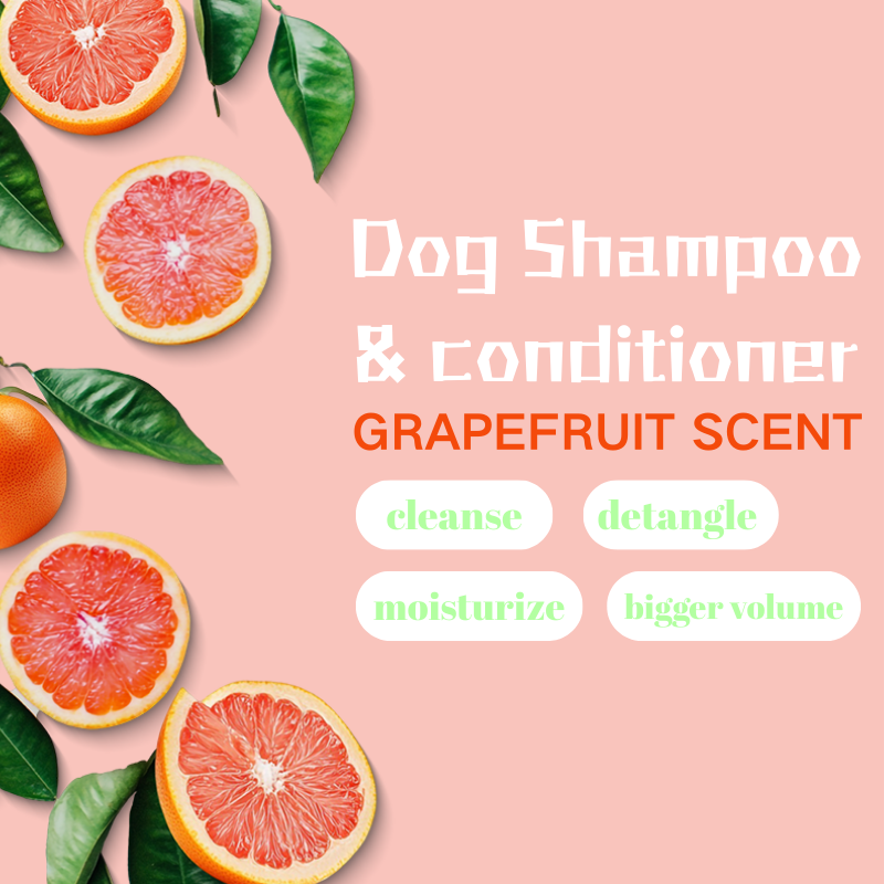 Dog Shampoo by Grapefruit Set Dog Grooming Shampoo Products for Smelly Dogs with Fragrance, Best Puppy Shampoo, Vegan Pet Shampoo & Conditioner