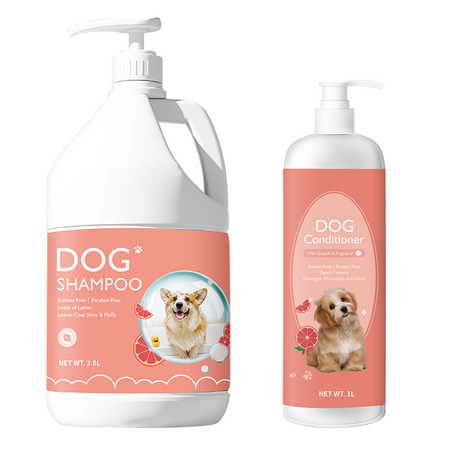 Dog Shampoo by Grapefruit Set Dog Grooming Shampoo Products for Smelly Dogs with Fragrance, Best Puppy Shampoo, Vegan Pet Shampoo & Conditioner