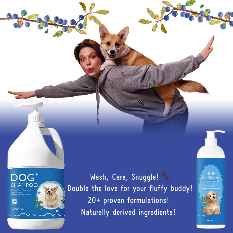Dog Shampoo & Conditioner Set With Blueberry Fragrance