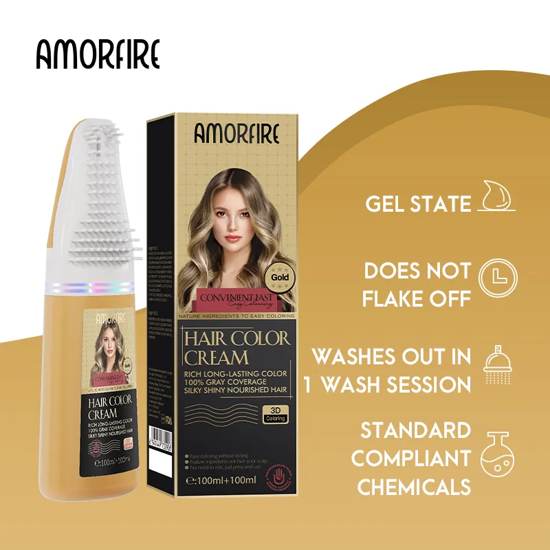 Permanent Hair Color Dye Shampoo with Comb Pump