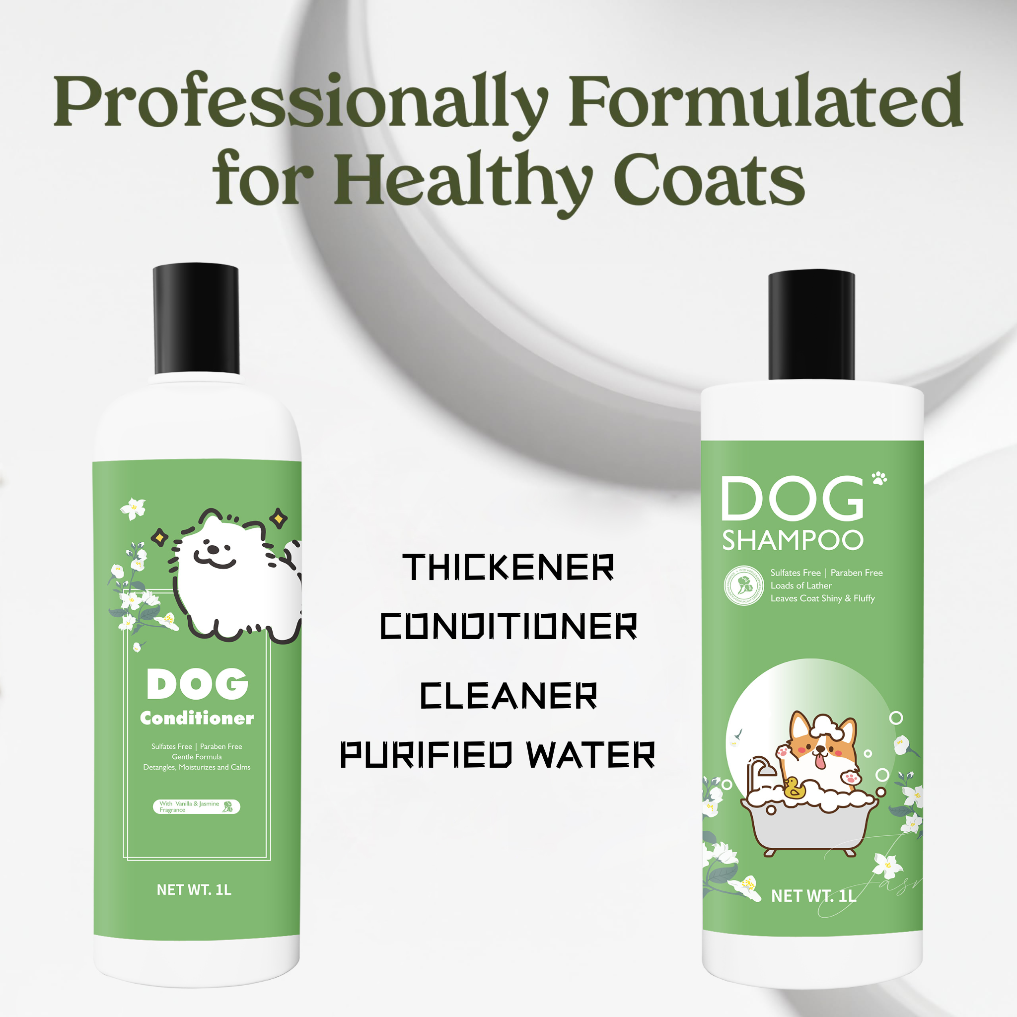 Dog Shampoo & Conditioner Set With Vanilla & Jasmine Fragrance