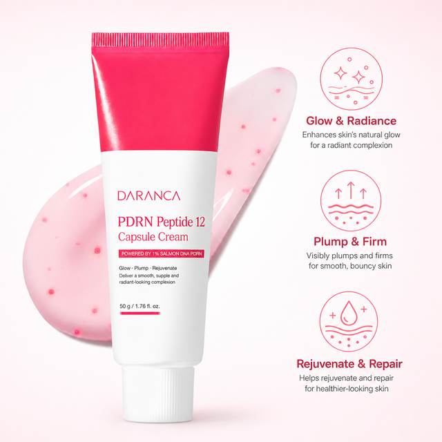 Custom Logo PDRN Peptide 12 Capsule Face Cream Pink Burst Capsule Anti-Aging Firming Radiance Boost Moisturizer 50g