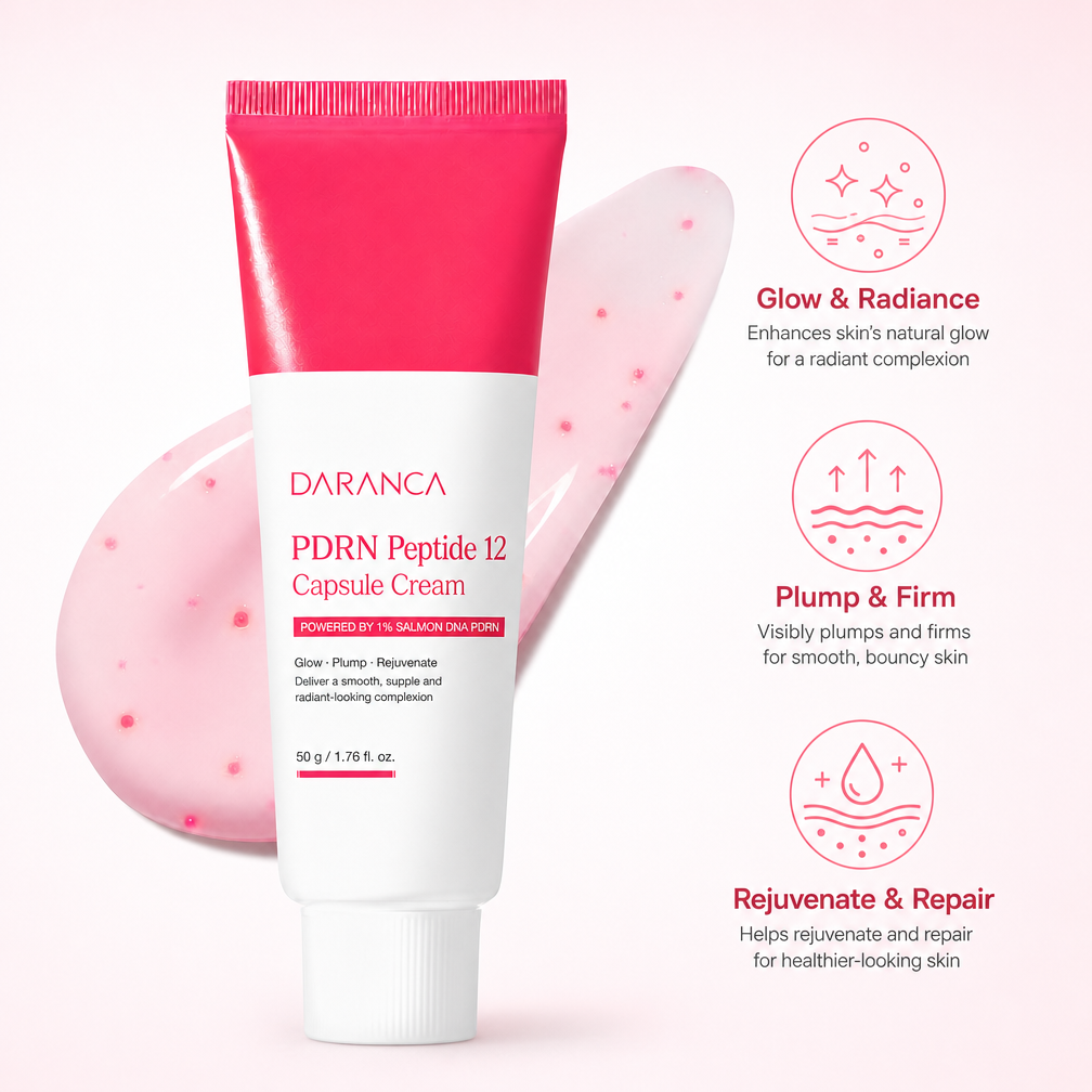 Custom Logo PDRN Peptide 12 Capsule Face Cream Pink Burst Capsule Anti-Aging Firming Radiance Boost Moisturizer 50g
