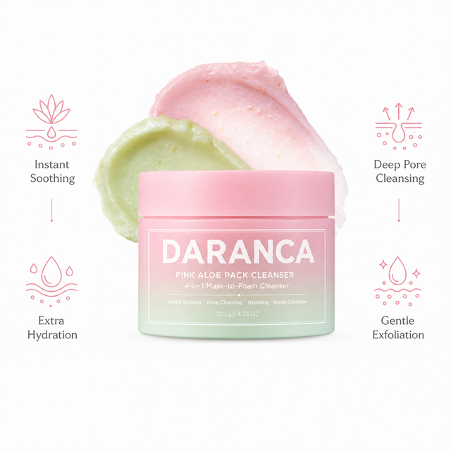 OEM ODM Pink Aloe Pack Cleanser 4-in-1 Mask to Foam Centella Asiatica Exfoliating Facial Wash
