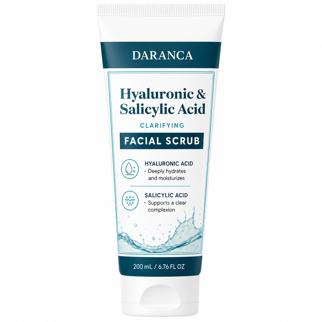 DARANCA Private Label Hyaluronic Salicylic Acid Facial Scrub Gentle Exfoliating Pore Cleanser 200ml
