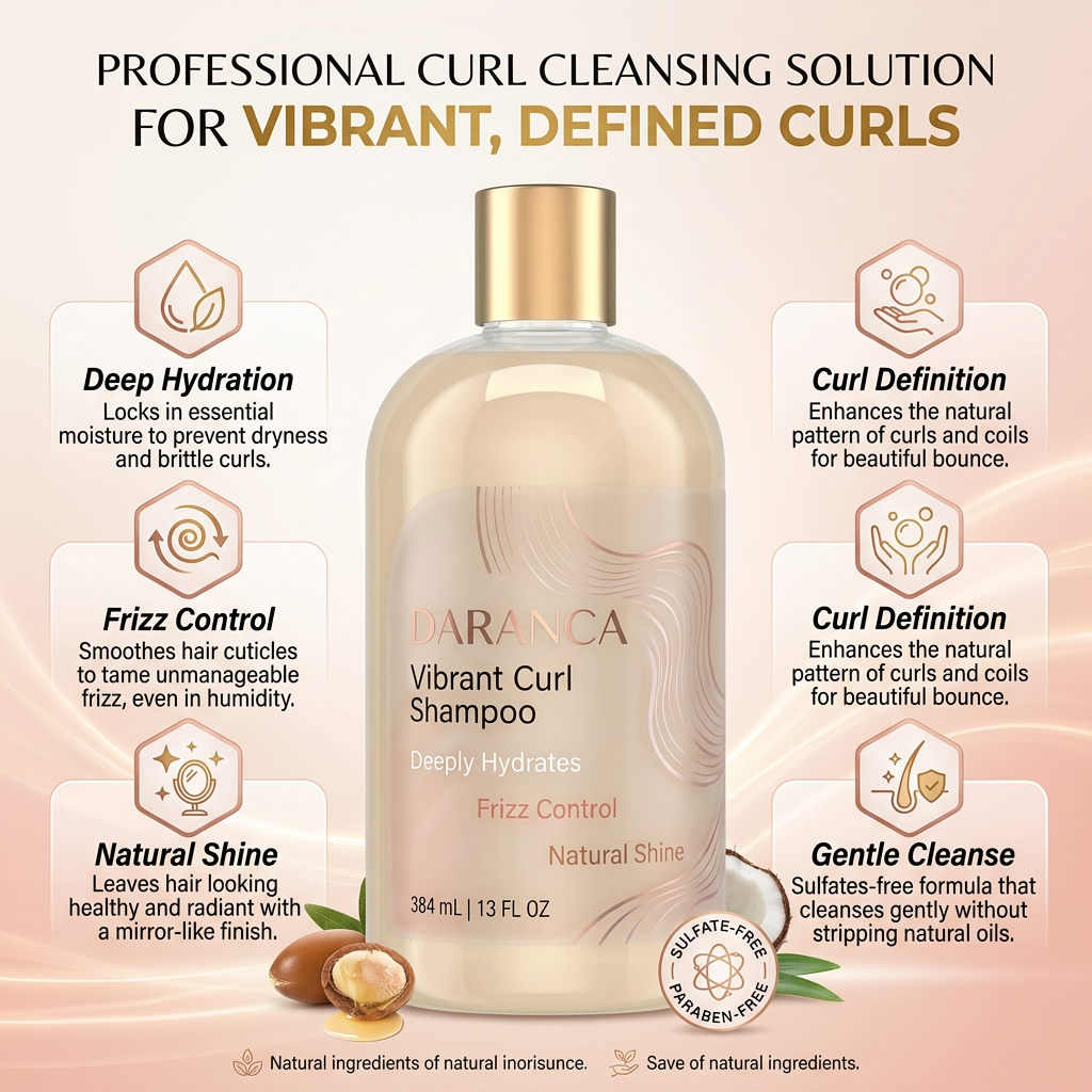 Daranca Vibrant Curl Hair Shampoo 384mL - Deeply Hydrating, Frizz Control