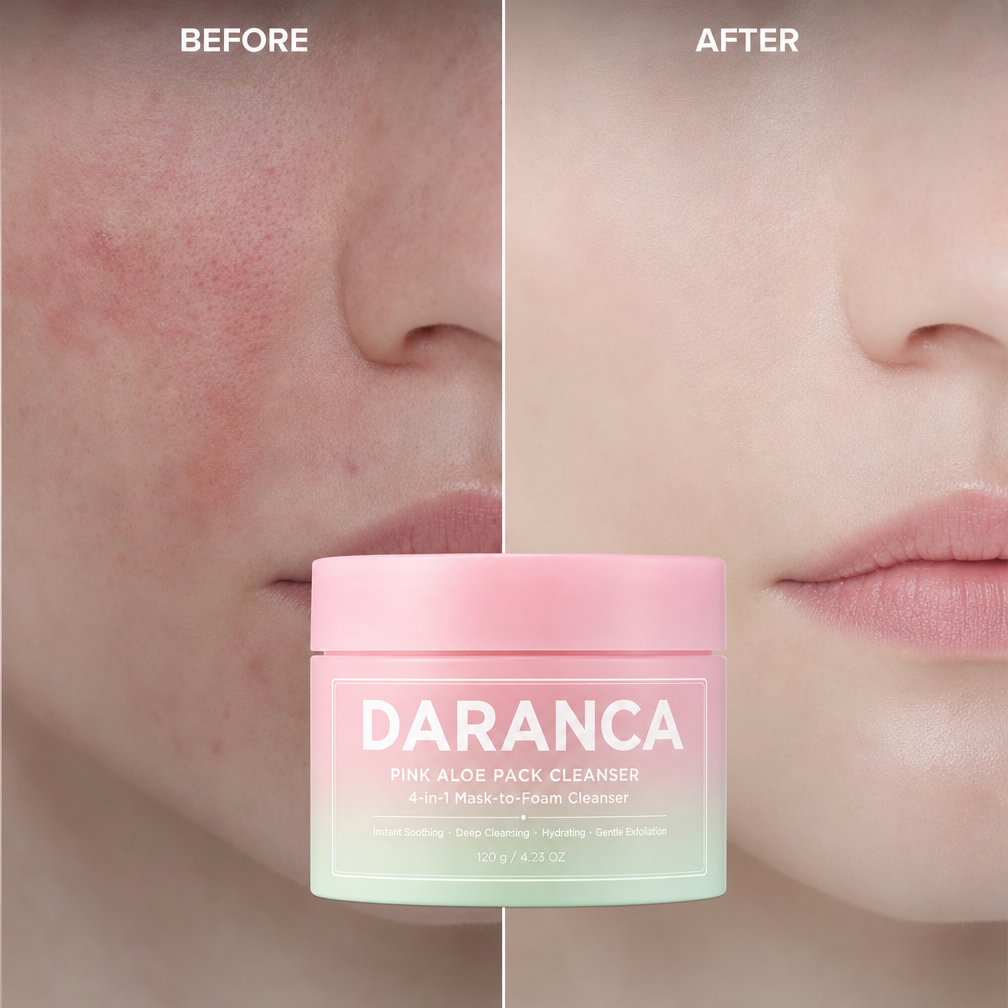 OEM ODM Pink Aloe Pack Cleanser 4-in-1 Mask to Foam Centella Asiatica Exfoliating Facial Wash