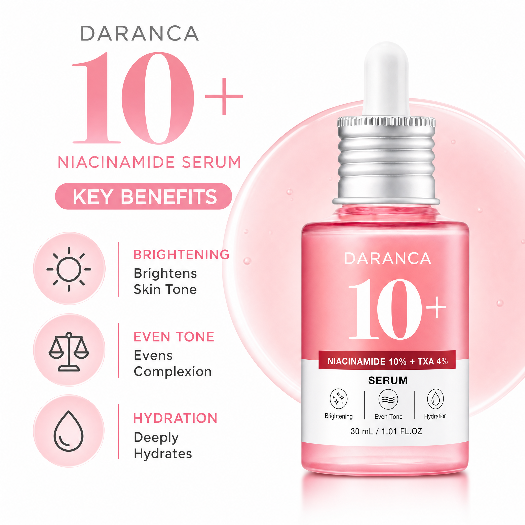 DARANCA Wholesale 10% Niacinamide 4% TXA Face Serum Brightening Even Tone Hydrating Facial Skin 30ml
