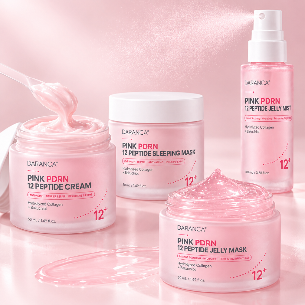 Daranca Pink PDRN 12 Peptide Full Skincare Set, Regenerating Firming & Brightening Facial Skin Care Kit