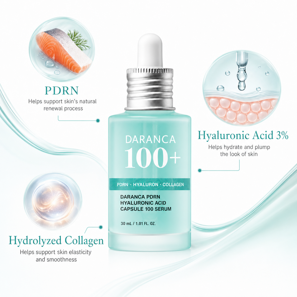 Custom Logo 100+ PDRN Capsule Face Serum Triple Complex Hyaluronic Acid Collagen Hydrating Smoothing Glow Boost Facial Serum