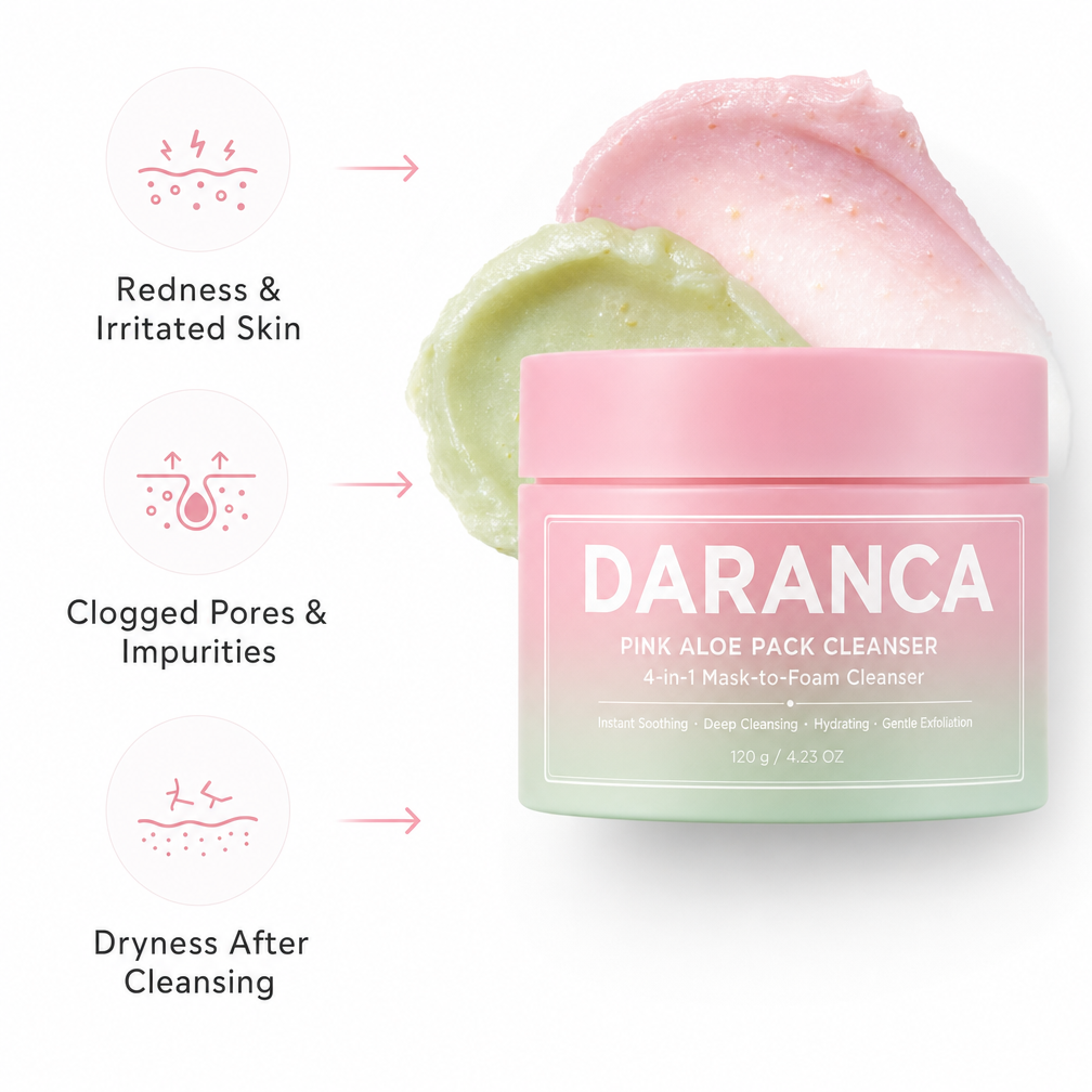 OEM ODM Pink Aloe Pack Cleanser 4-in-1 Mask to Foam Centella Asiatica Exfoliating Facial Wash