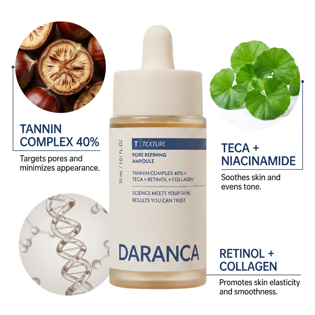 DARANCA Pore Refining Ampoule 40% Tannin Complex Retinol Smooth Face Serum 30ml Manufacturers