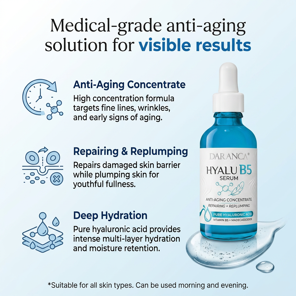 Hyaluronic Acid & Vitamin B5 Panthenol Deeply Hydrates Skin Face Serum
