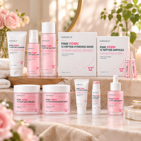 Daranca Pink PDRN 12 Peptide Full Skincare Set, Regenerating Firming & Brightening Facial Skin Care Kit