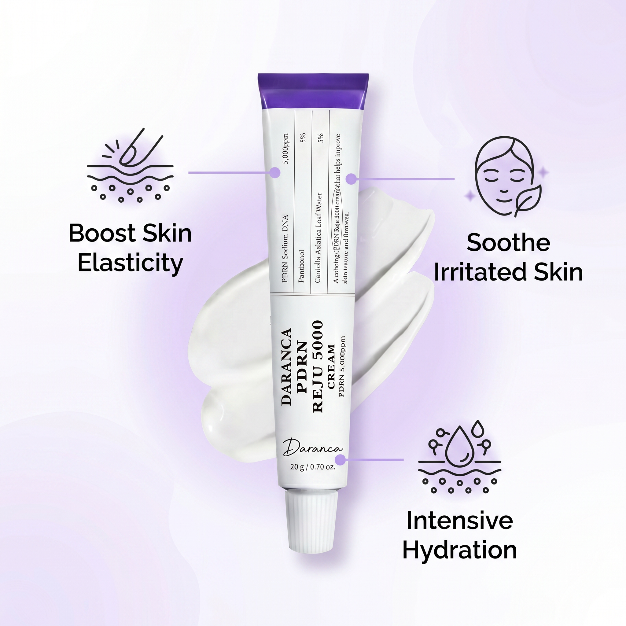 Reju 5000 Face Cream 5000ppm PDRN Sodium DNA Centella Panthenol Hyaluronic Acid Repair Soothing Facial Cream