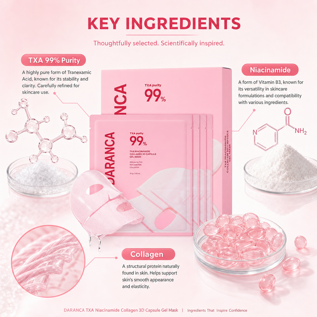 Private Label 99% TXA Niacinamide Collagen 3D Capsule Facial Mask Brightening Firming Deep Hydrating Hydrogel