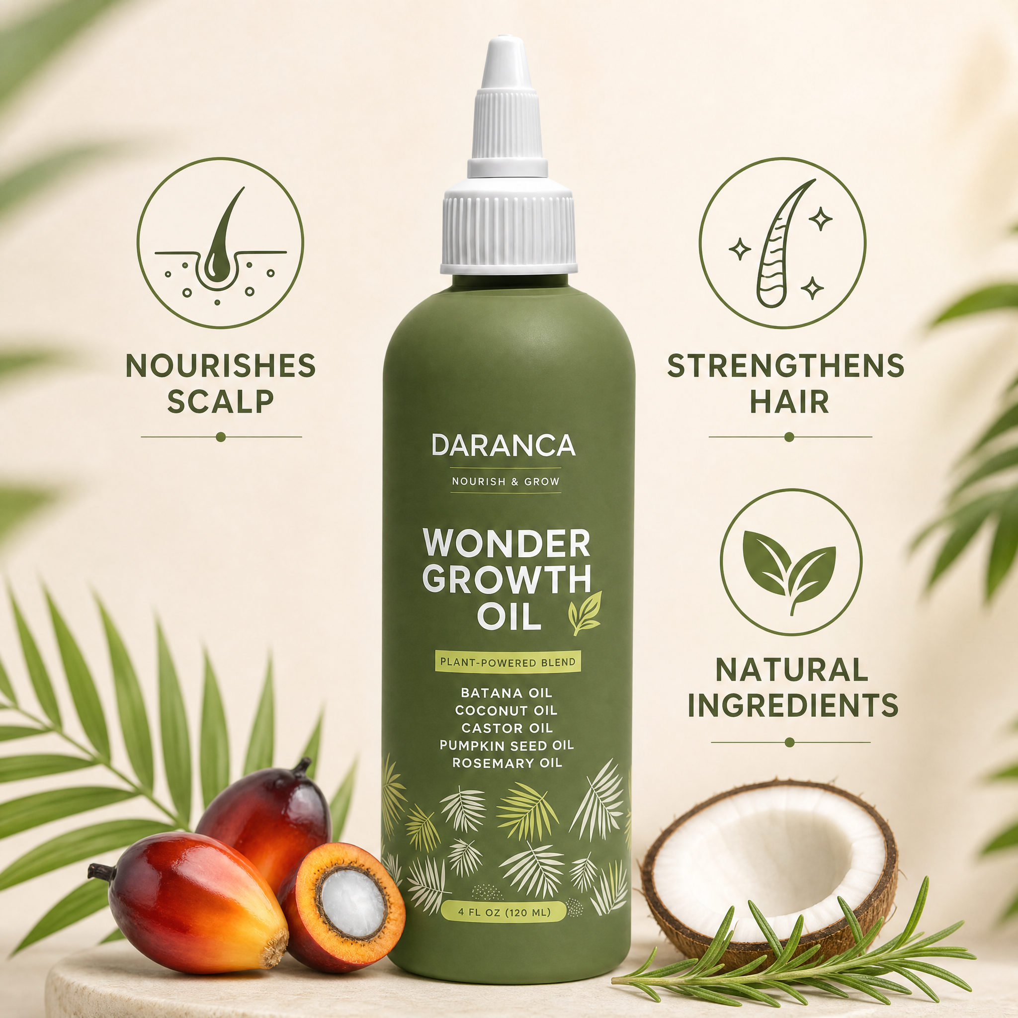 Private Label Wonder Hair Growth Oil Natural Plant Blend Batana Rosemary Castor Oil For Thicker Moisturized Hair 120ml