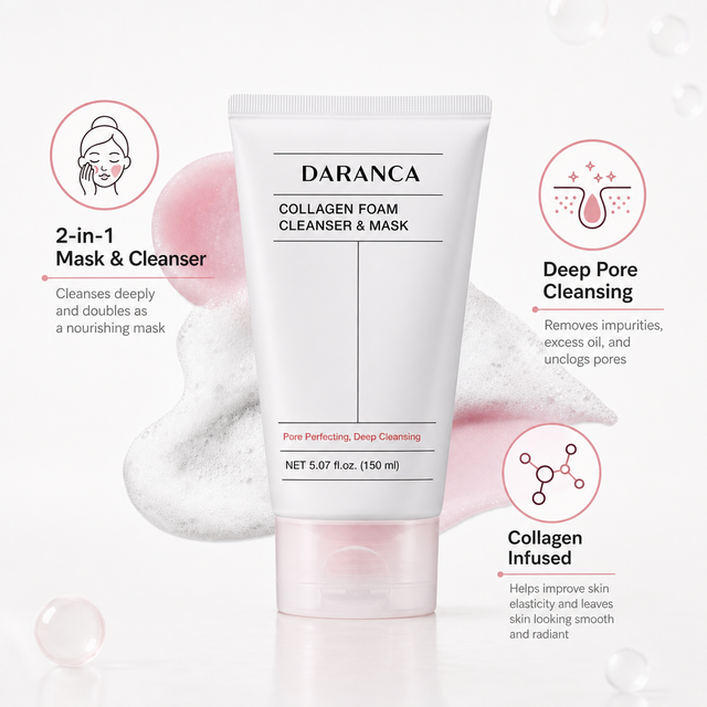 Custom Facial Collagen Foam Cleanser & Mask 2-in-1 Pore Minimizing Deep Cleansing Face Wash 150ml