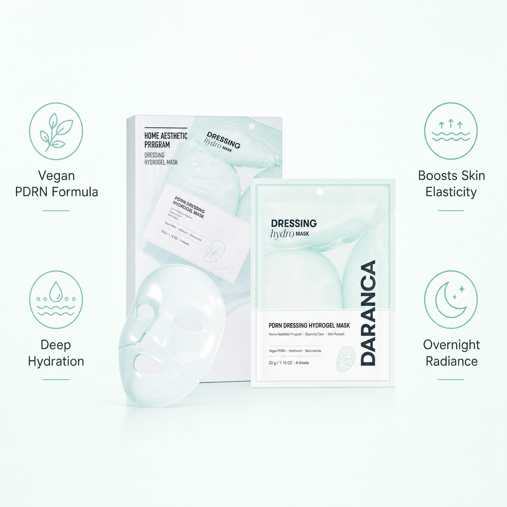 Wholesale 4 Sheet Facial PDRN Hydrogel Mask Vegan Panthenol Niacinamide Deep Hydration Firming Brightening