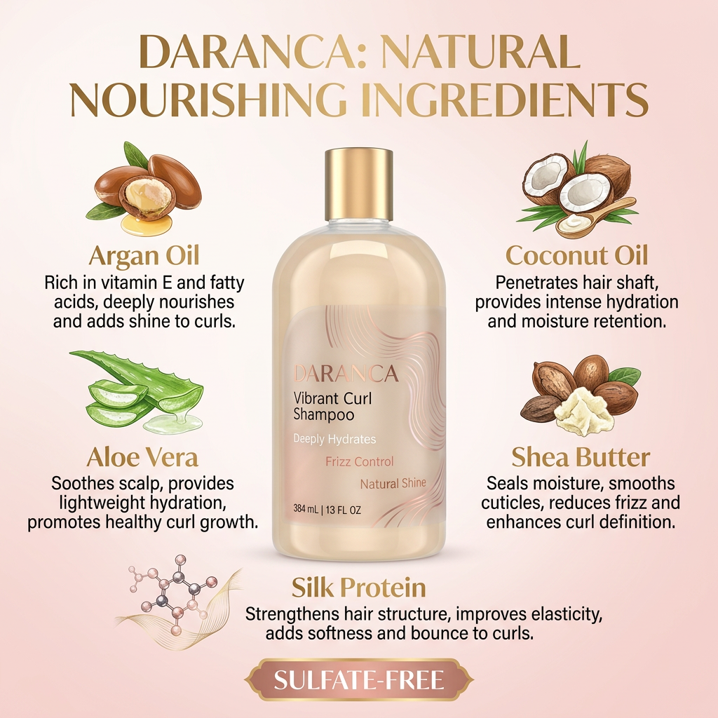 Daranca Vibrant Curl Hair Shampoo 384mL - Deeply Hydrating, Frizz Control