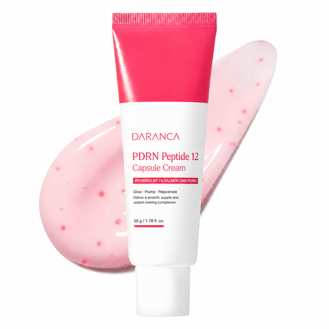 Custom Logo PDRN Peptide 12 Capsule Face Cream Pink Burst Capsule Anti-Aging Firming Radiance Boost Moisturizer 50g