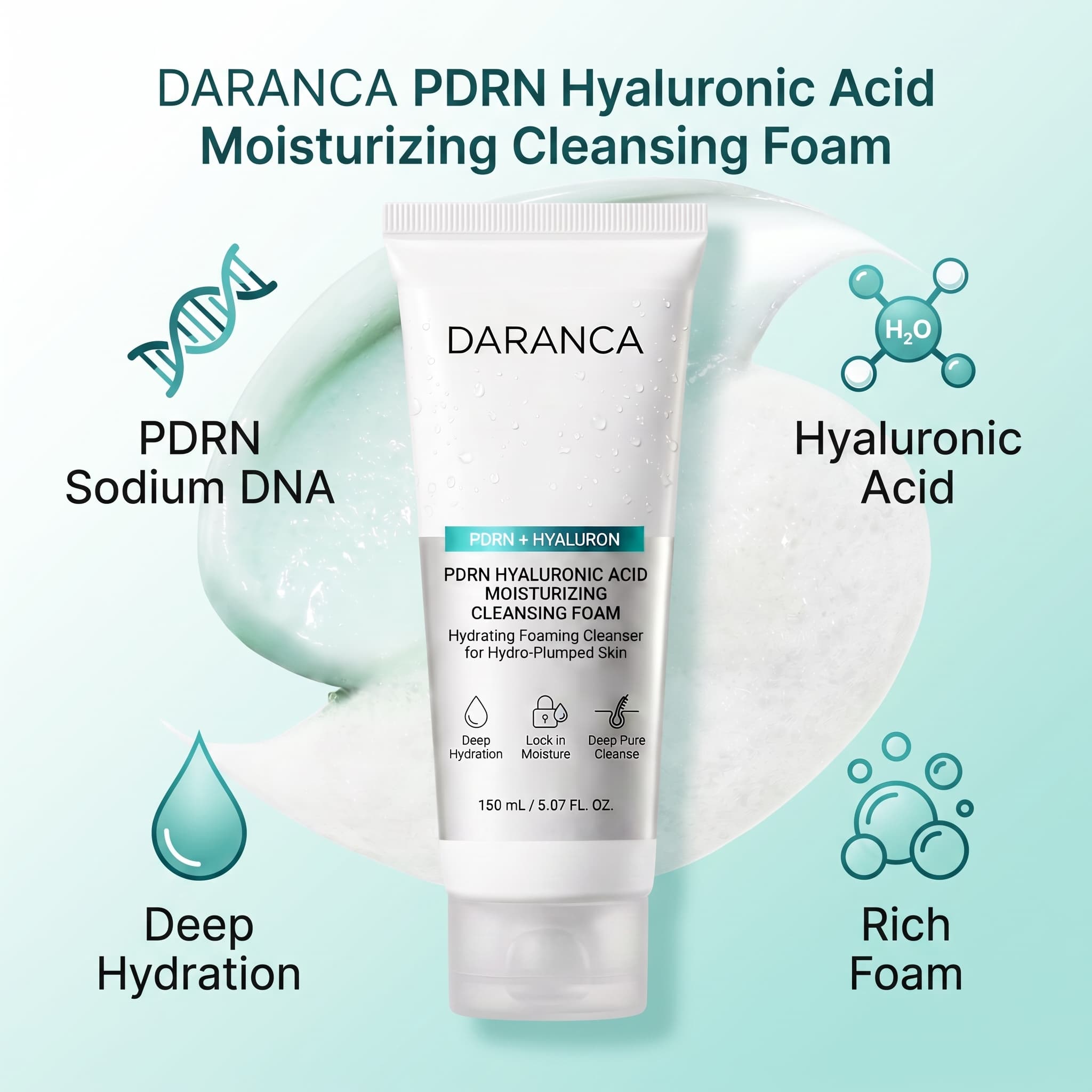 Wholesale Face Wash PDRN Hyaluronic Acid Moisturizing Cleansing Foam Hydrating Deep Pore Gentle