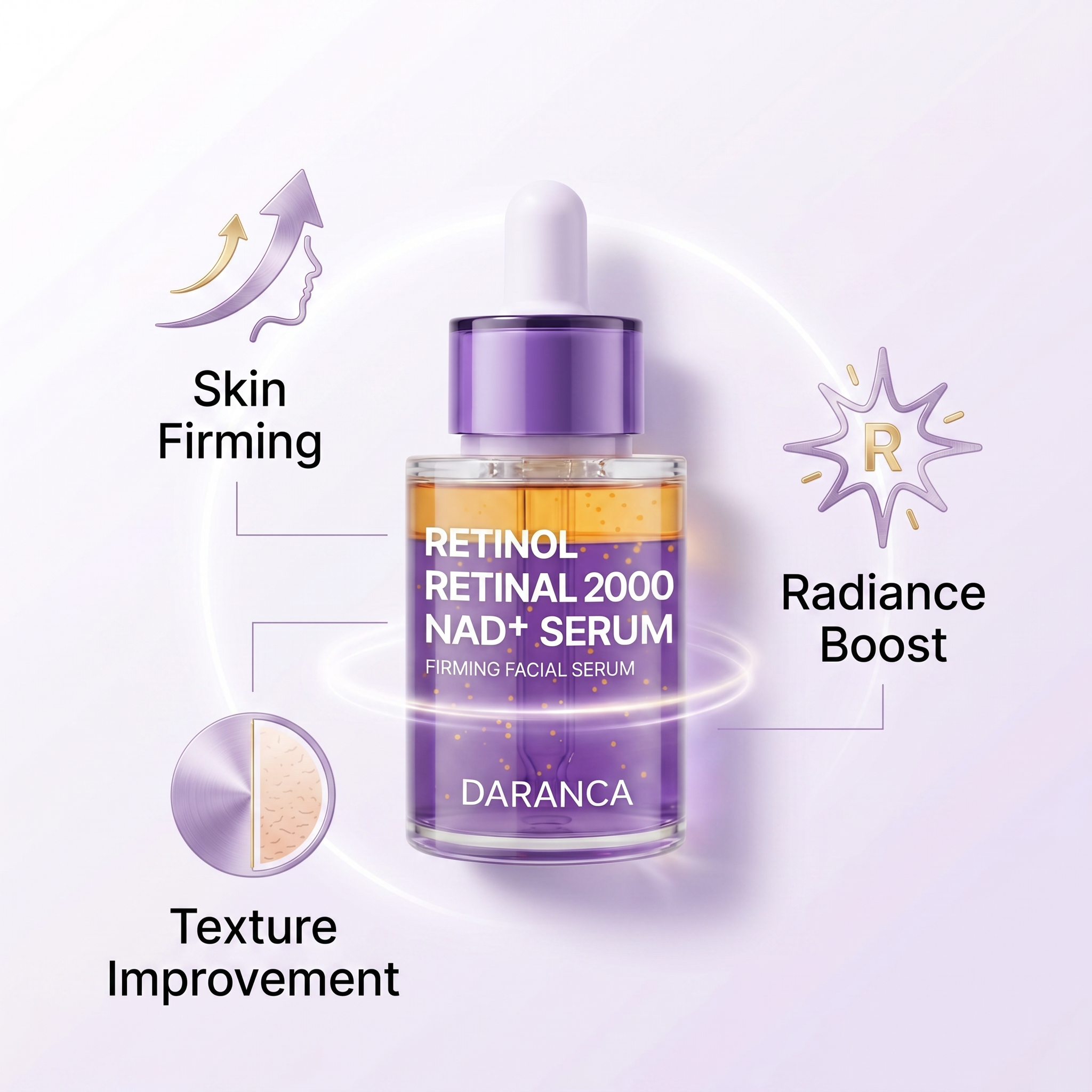 DARANCA Retinol Retinal 2000 NAD+ Facial Serum Dual Vitamin A Firming Anti-Aging 30ml OEM ODM