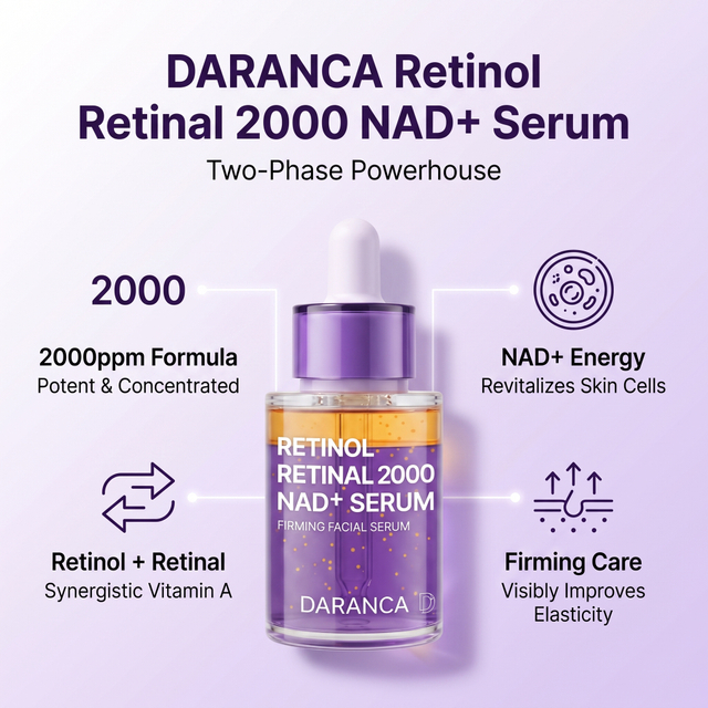 DARANCA Retinol Retinal 2000 NAD+ Facial Serum Dual Vitamin A Firming Anti-Aging 30ml OEM ODM
