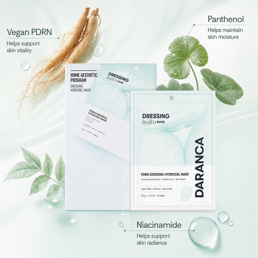 Wholesale 4 Sheet Facial PDRN Hydrogel Mask Vegan Panthenol Niacinamide Deep Hydration Firming Brightening