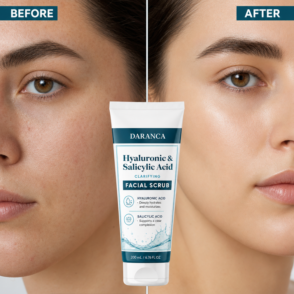 DARANCA Private Label Hyaluronic Salicylic Acid Facial Scrub Gentle Exfoliating Pore Cleanser 200ml