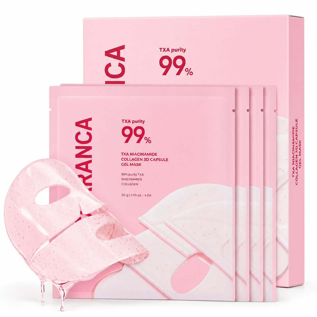 Private Label 99% TXA Niacinamide Collagen 3D Capsule Facial Mask Brightening Firming Deep Hydrating Hydrogel