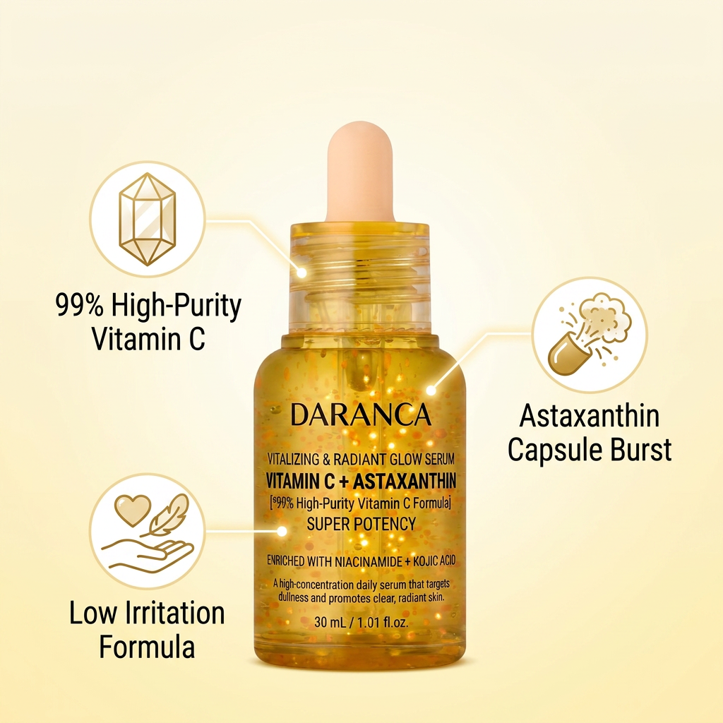 Custom Vitamin C Astaxanthin Vitalizing Glow Face Capsule Serum Niacinamide Kojic Acid Antioxidant Brightening