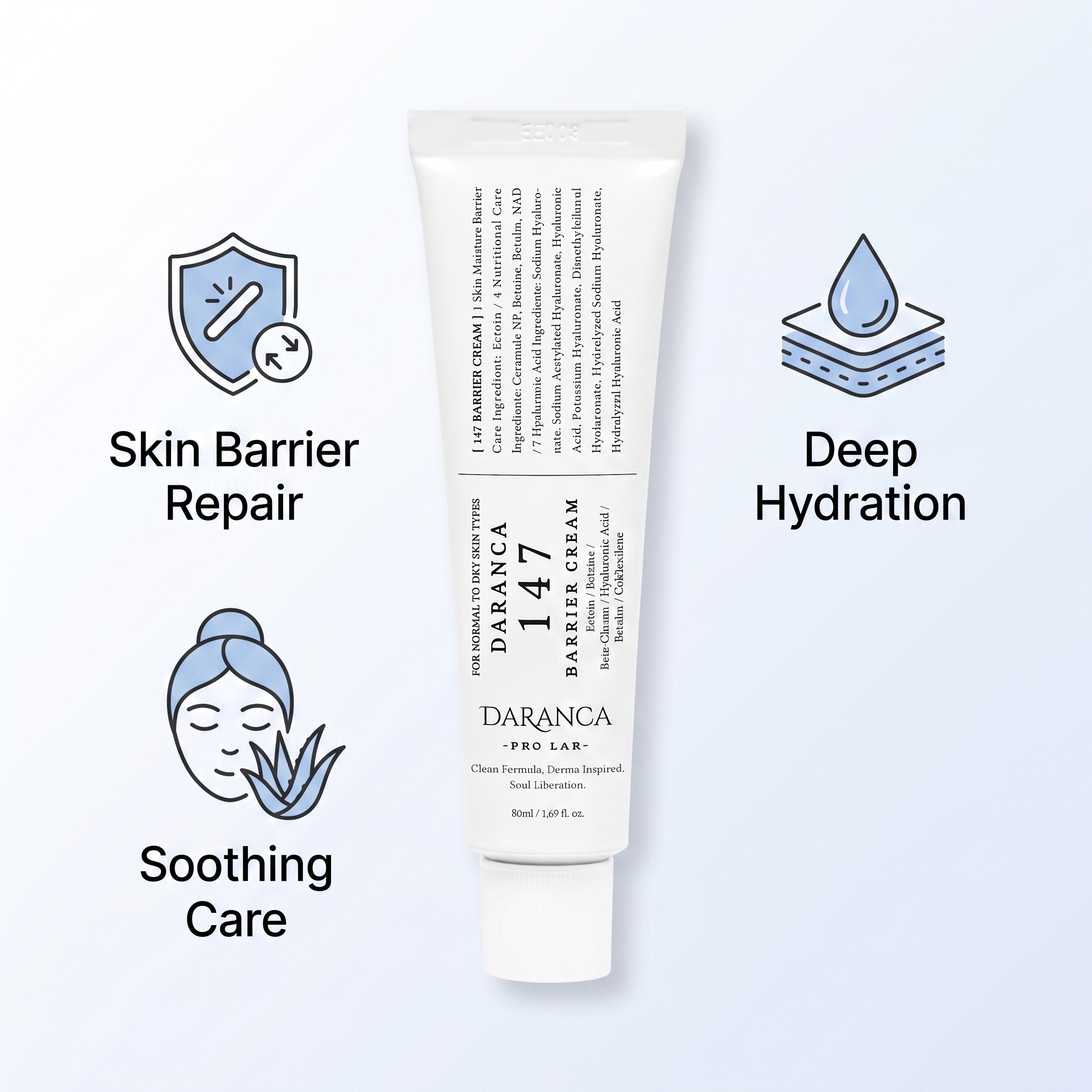 Custom Logo 147 Barrier Face Cream Ectoin Repair Moisturizer with 7 Hyaluronic Acid Ceramide NAD