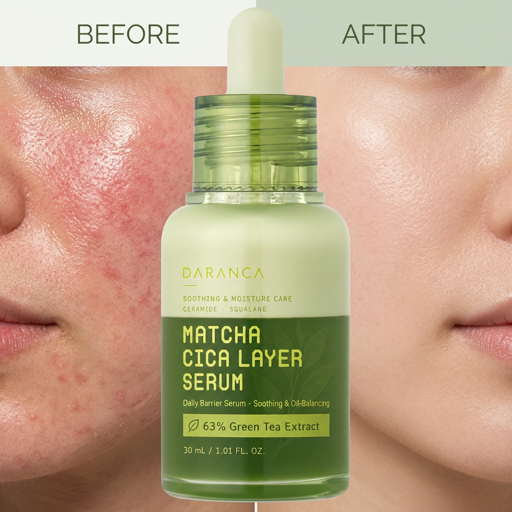 DARANCA Custom Dual-Layer Matcha Cica Face Serum Oil Control Calming Barrier Repair Essence